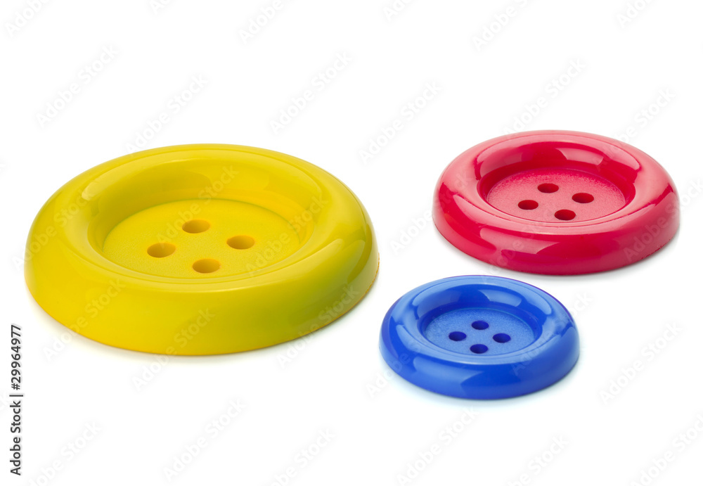 Three colored sewing buttons Three colored sewing buttons
