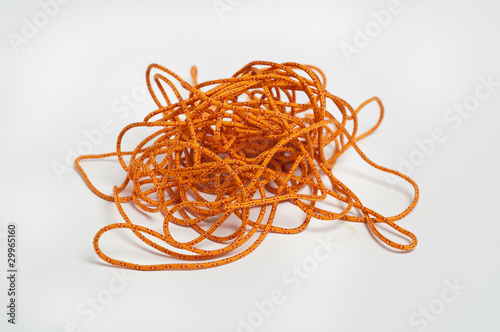 Orange string tangled up