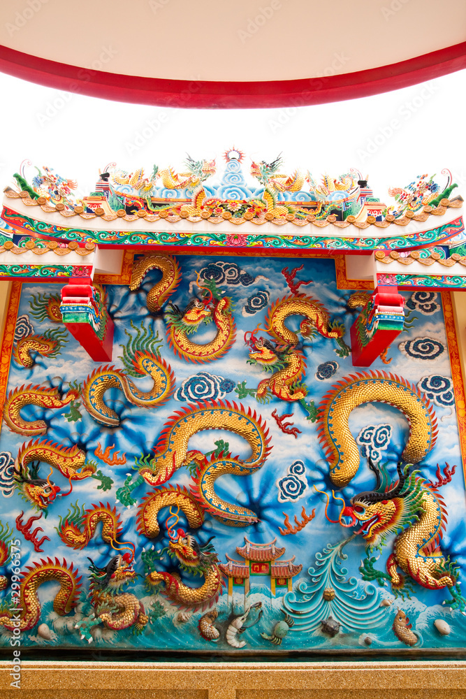 Chinese dragon in shrine,East of Thailand