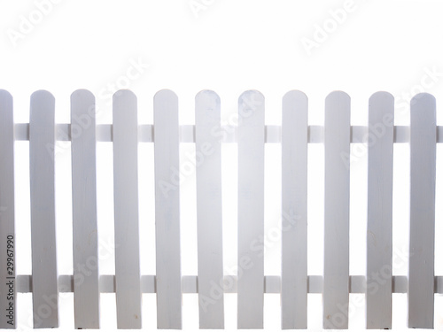 white wooden fence on white background