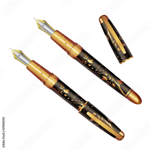 Old pen with decoration isolated on white