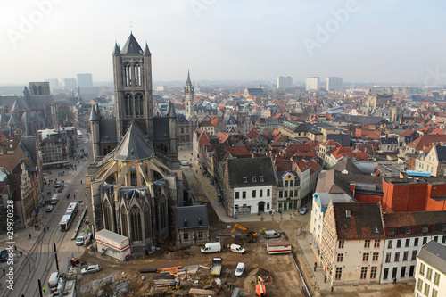 View from above on the center of Ghent