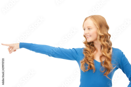 businesswoman pointing her finger