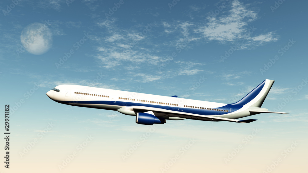 Obraz premium airbus with moon