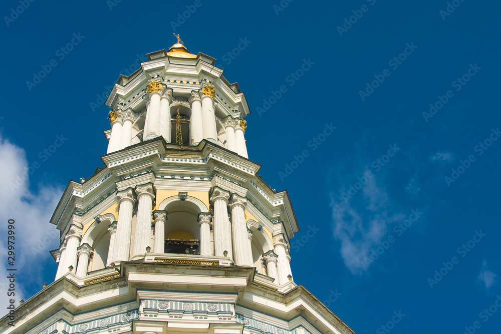 Bell tower and blue cloudy sky