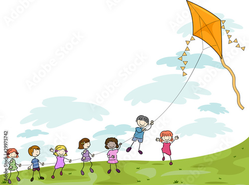 Kids Playing with a Kite