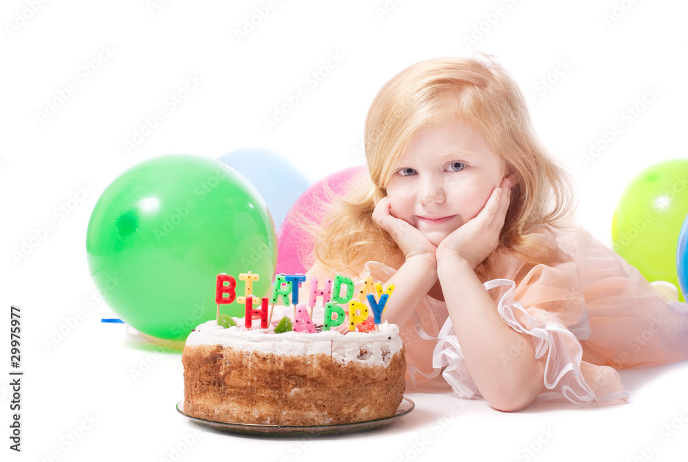 Little girl with birthday cake Little girl with birthday cake