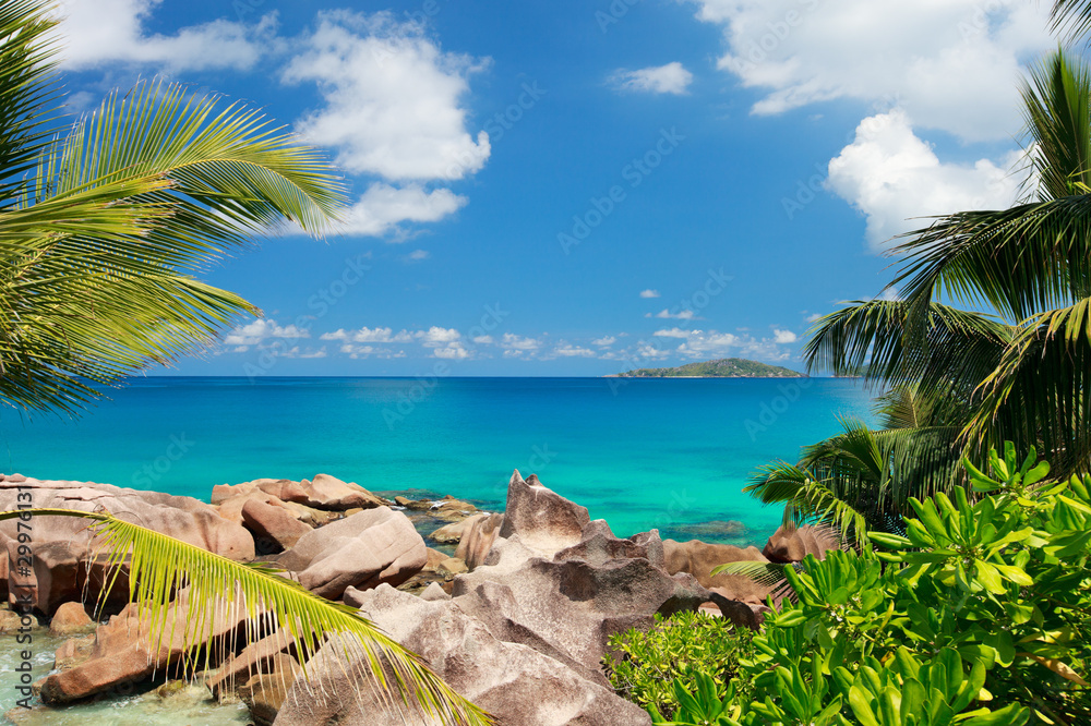 Beautiful rocky coast in Seychelles Beautiful rocky coast in Seychelles