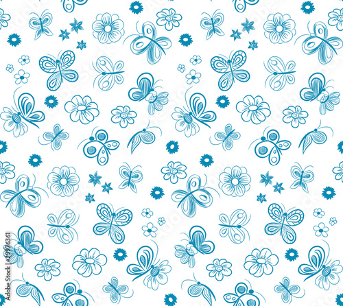 pattern with butterflies and flowers