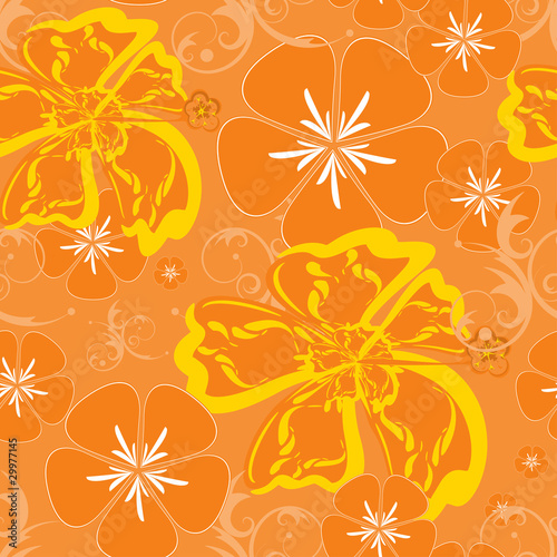 Seamless orange Hawaii pattern