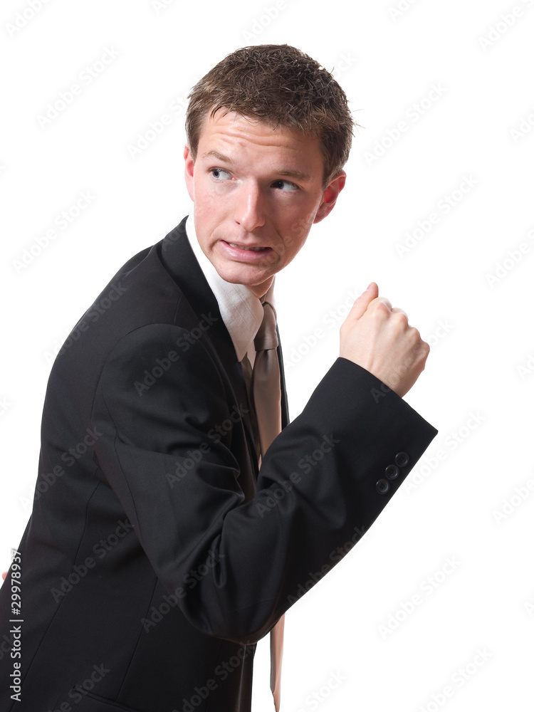 scared businessman pursued looking back isolated scared businessman pursued looking back isolated
