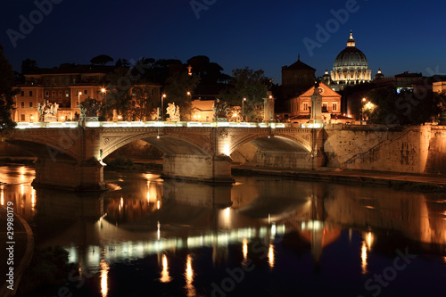 Ponte Vittorio Emanuele II at night in Rome, Italy