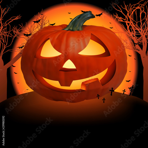 Scary pumpkin postcard. EPS 8