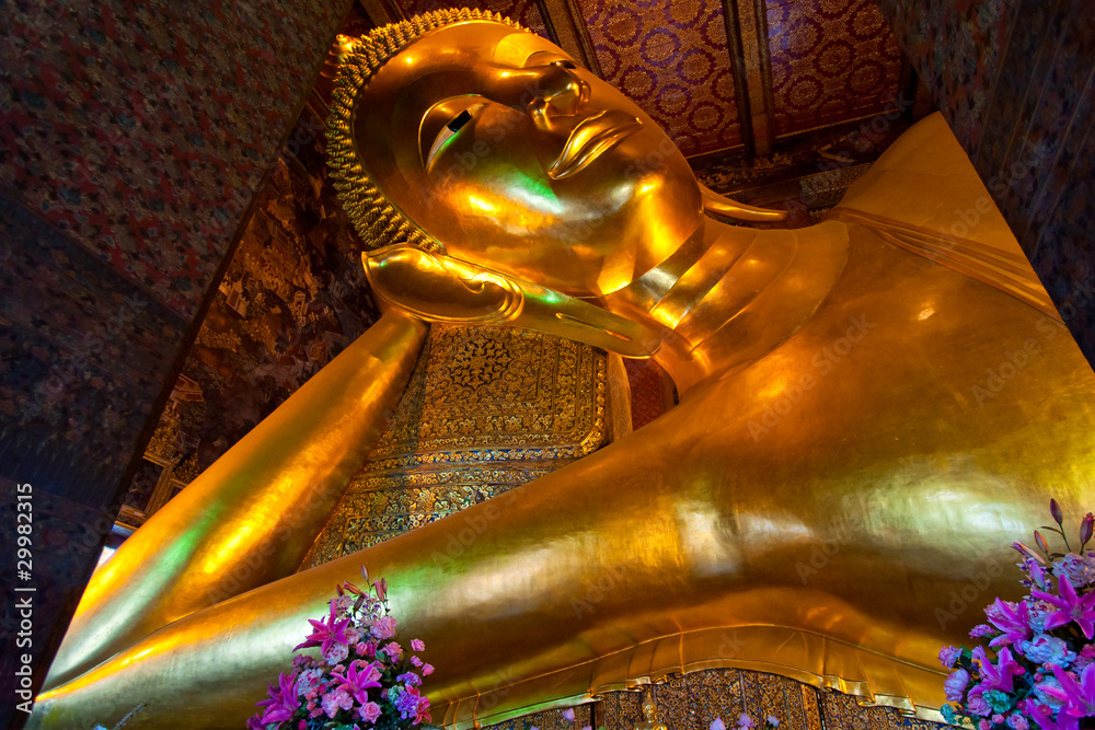 Giant Buddha inside Wat Pho Temple, bangkok, Thailand.