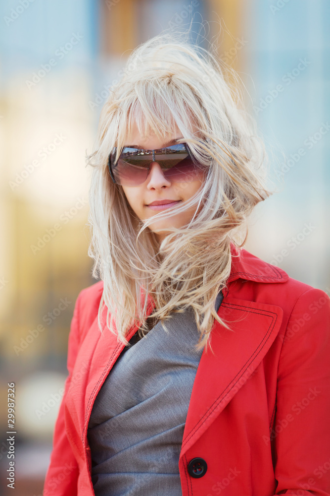 Young woman on a city street Young woman on a city street