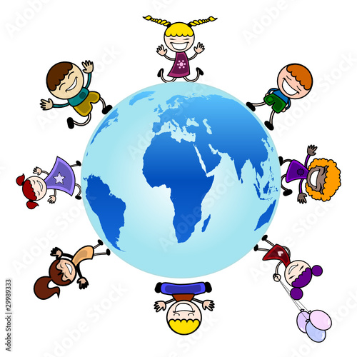 children around the globe vector