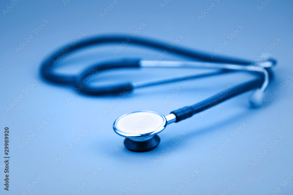 Stethoscope medical device in blue color tone Stethoscope medical device in blue color tone