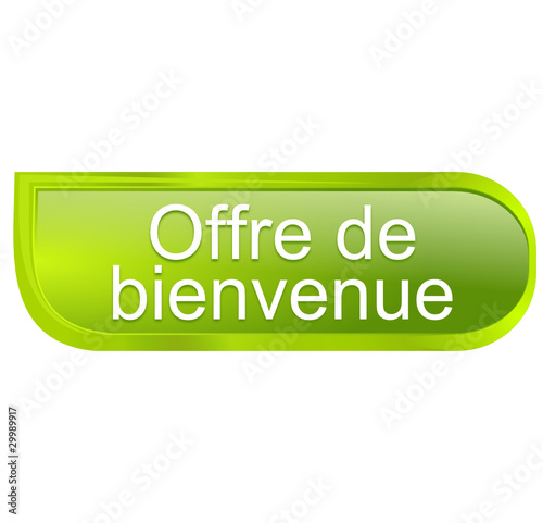 offre de bienvenue sur bouton design vert