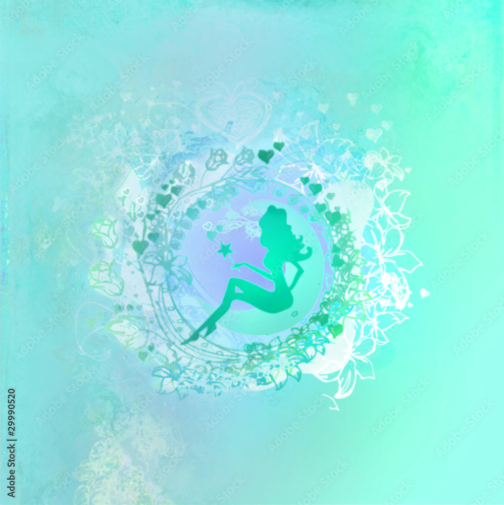 floral background with a beautiful fairy floral background with a beautiful fairy
