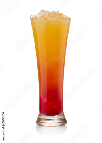 Tequila sunrise Cocktail isolated on a white background