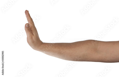 Hand shows the sign for Stop