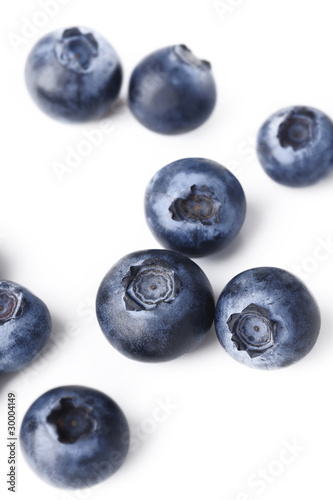 blueberries on white