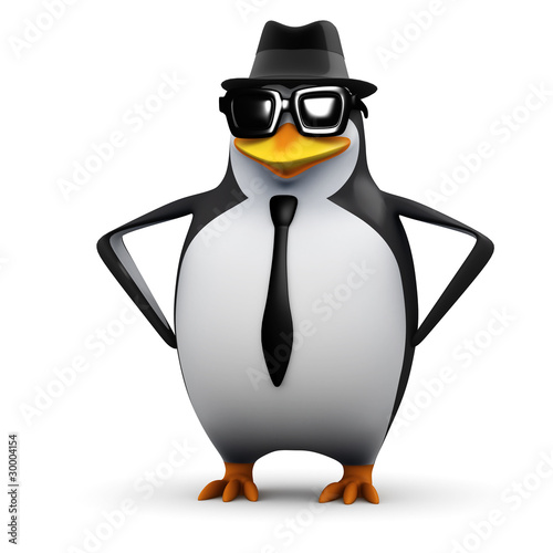3d Penguin strikes a pose in his blues hat