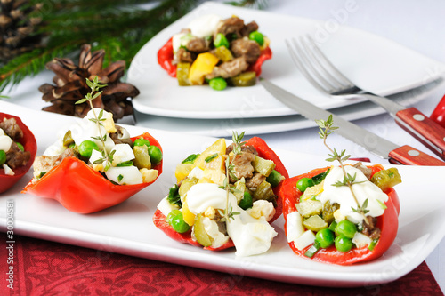 Red pepper stuffed with vegetables