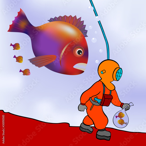 diver on the prowl - vector