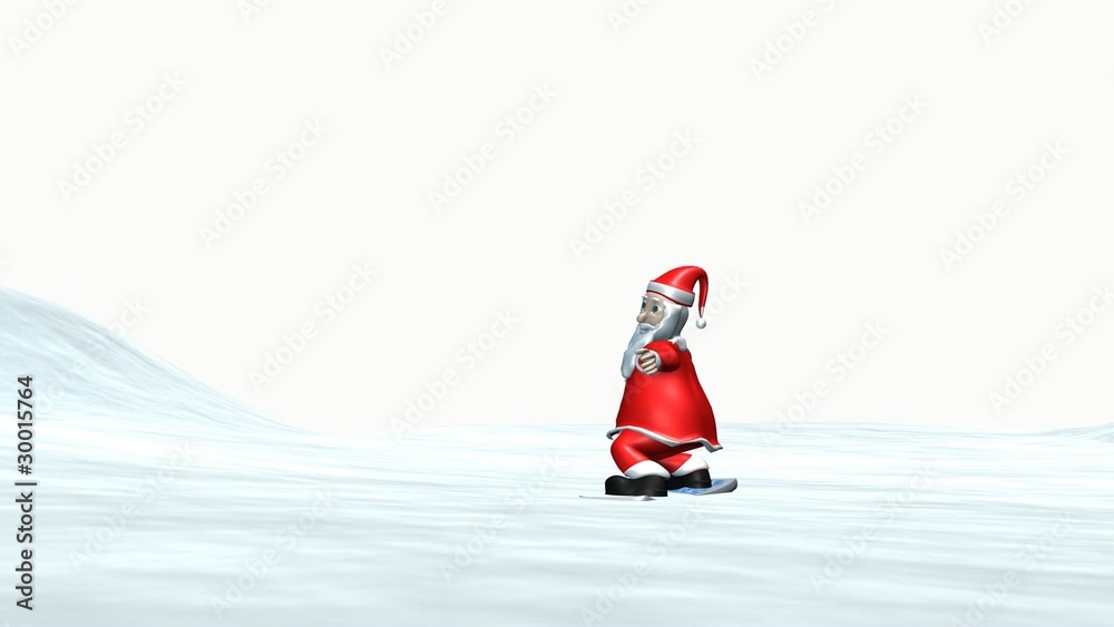 Animation of Santa Claus on Snowboard