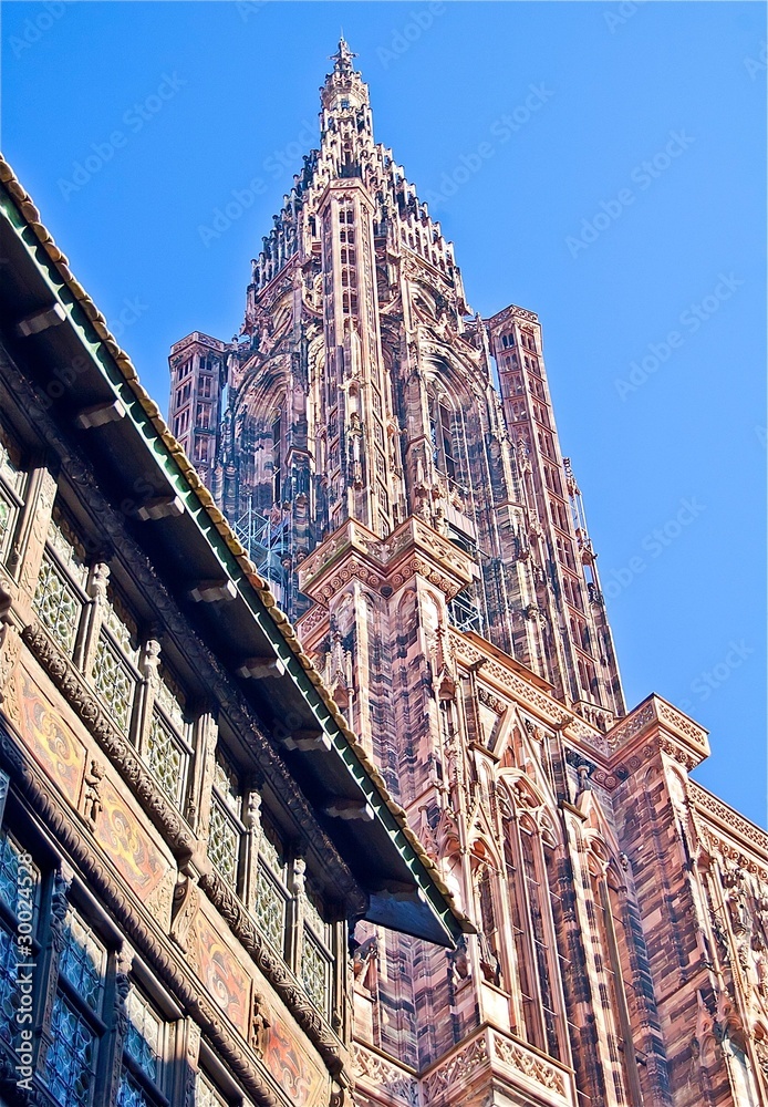 Naklejka premium Cathédrale de Strasbourg et Maison Kammerzell en Alsace