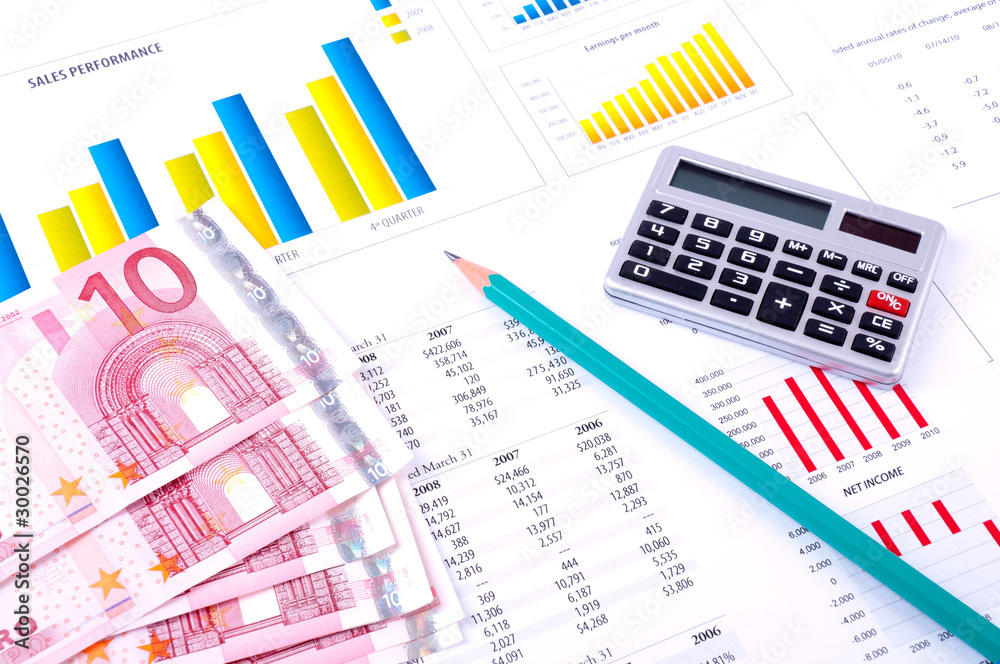 Financial Analysis with charts and european currency Financial Analysis with charts and european currency