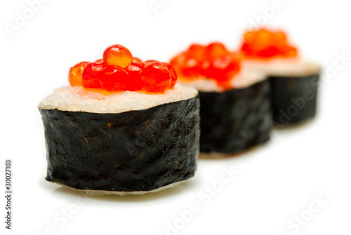 Wallpaper Mural sushi with caviar is isolated on a white background Torontodigital.ca