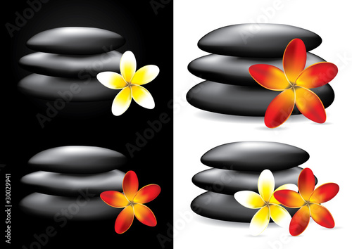 Spa hot stones and flower, zen concept - vector illustration