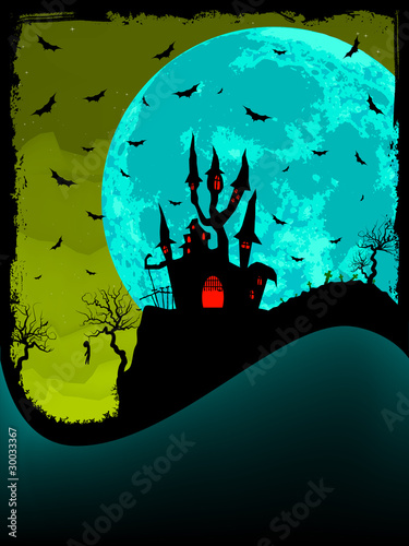 Bild auf Leinwand Halloween invitation with castle. EPS 8