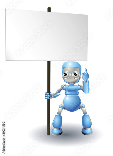 Cute robot character holdin...