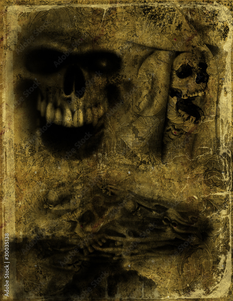 Fototapeta premium Altes Papier mit Totenschädel