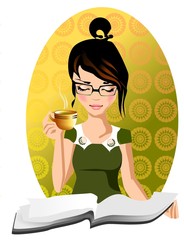 Fototapete Malerische Inspiration Morgenkaffee gemütliche Stimmung Illustration  © bruniewska