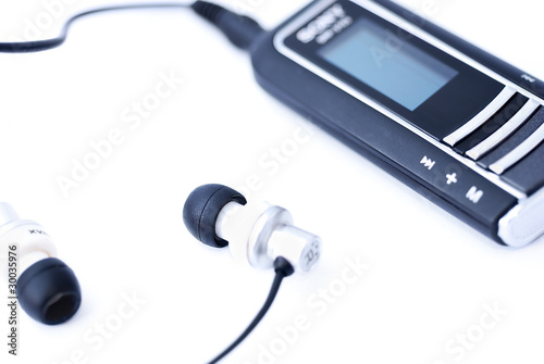 Portable MP3 player with headphones