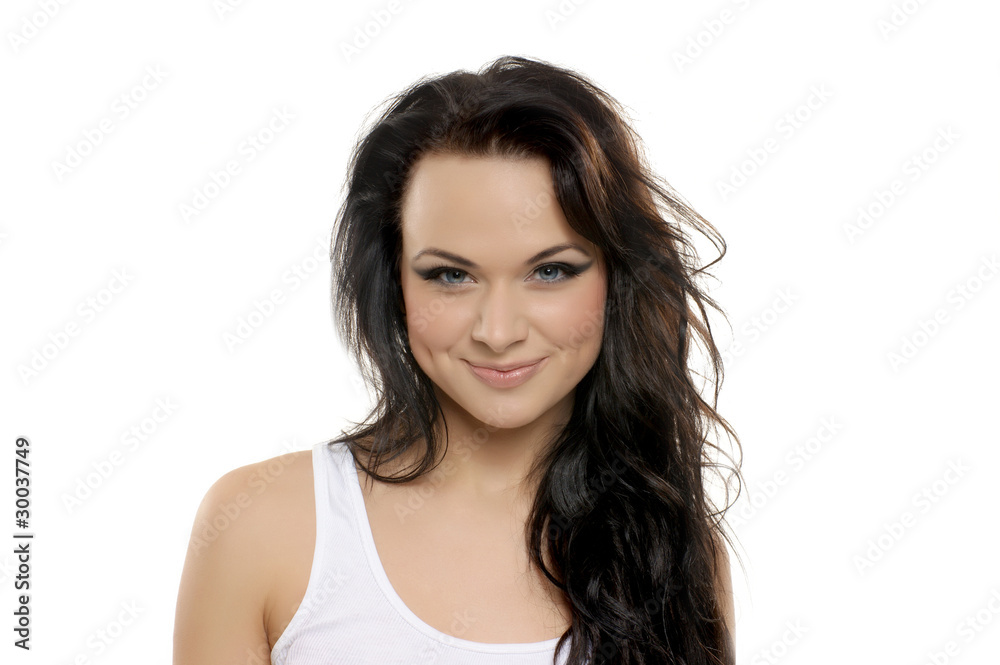 Portrait of a young and emotional brunette woman Portrait of a young and emotional brunette woman
