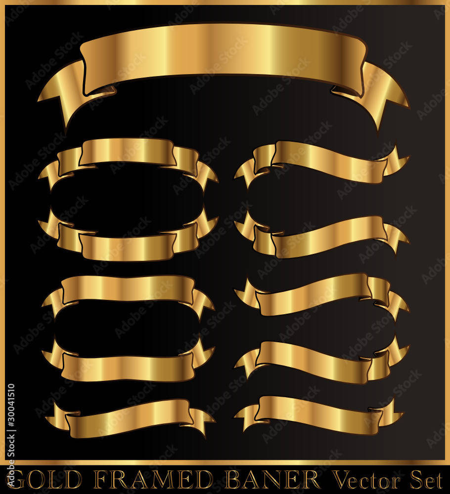 Gold baner vector set