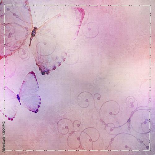 pastel  blue and purple  background with butterfly