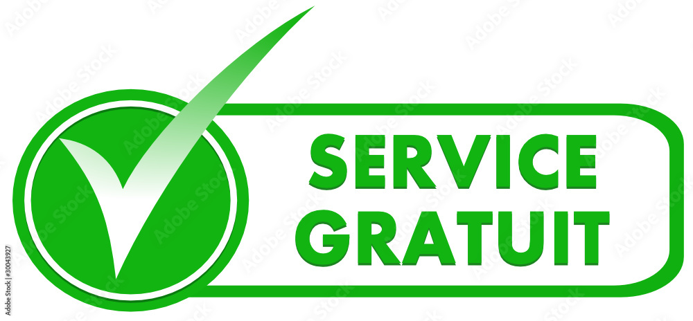 service gratuit sur symbole validé vert