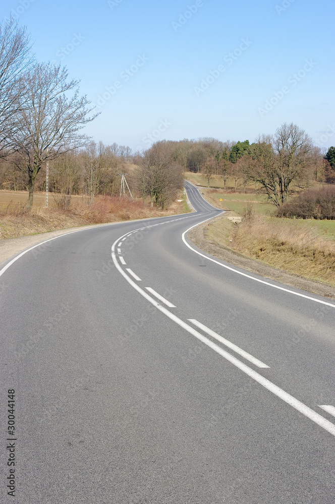 Asphalt road in the hills