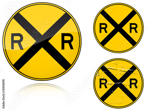 Variants a Level crossing warning - road sign