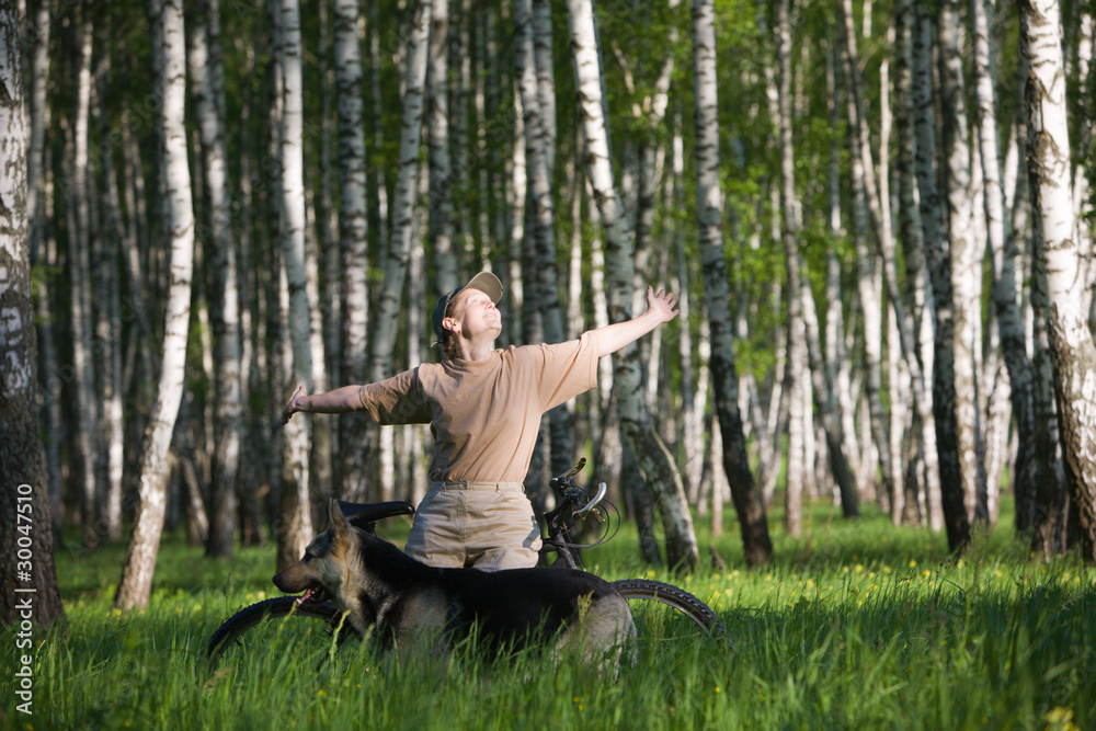 Obraz premium Woman with dog