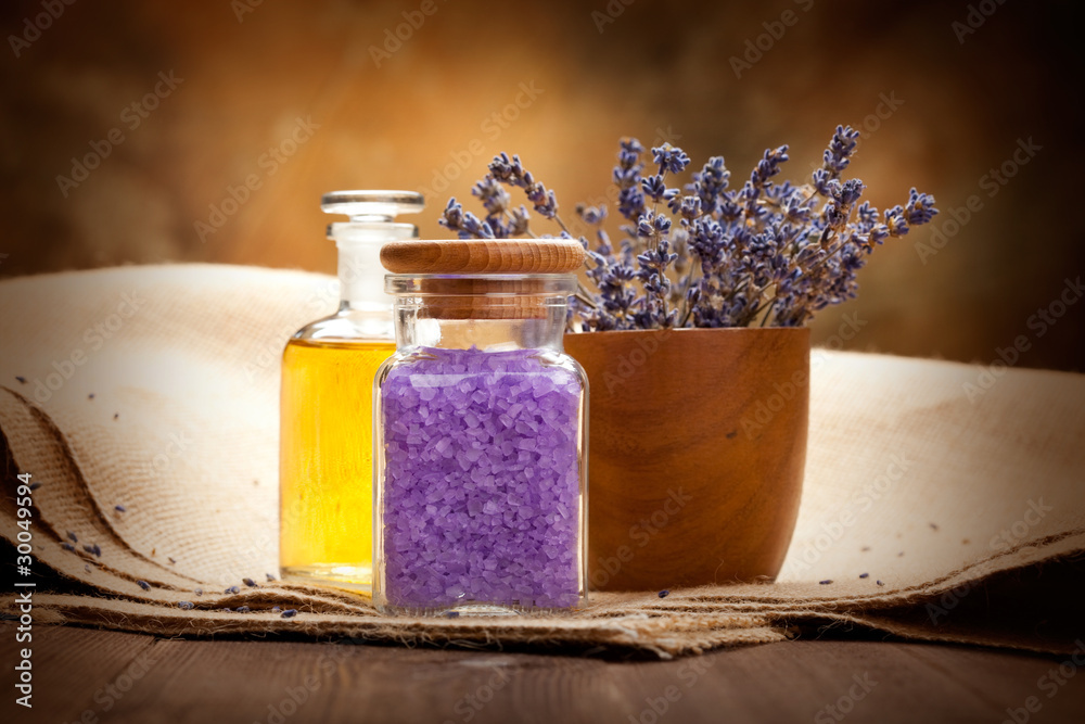 Naklejka Spa essentials - lavender aromatherapy