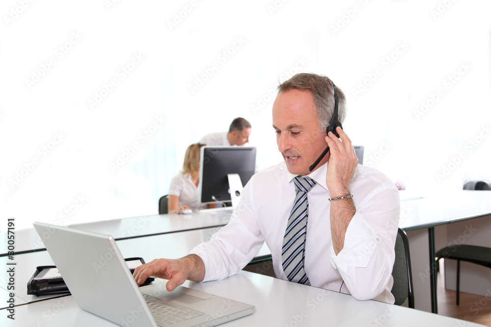Customer service people on the phone Customer service people on the phone