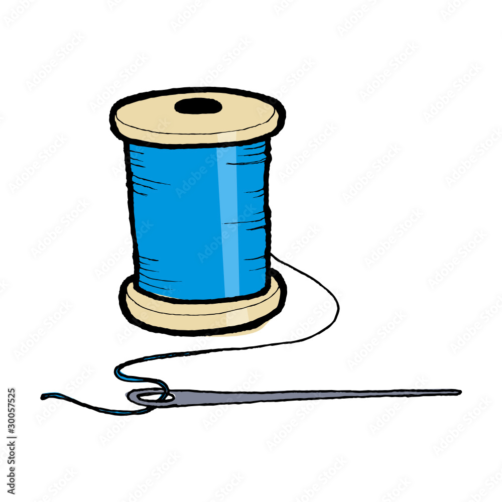 COTTON REEL AND NEEDLE Stock Vector