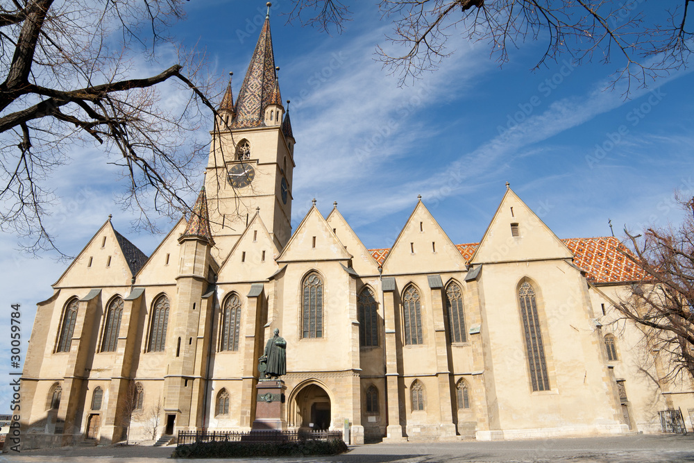 Fototapeta premium Photo of a big church in Sibiu, Romania